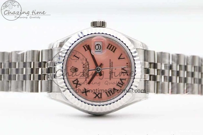 0403 ComfortFit Lady DateJust 28 SS TWF 1:1 Best Edition 904L Steel Pink Dial Roman Markers on President Bracelet NH 2183